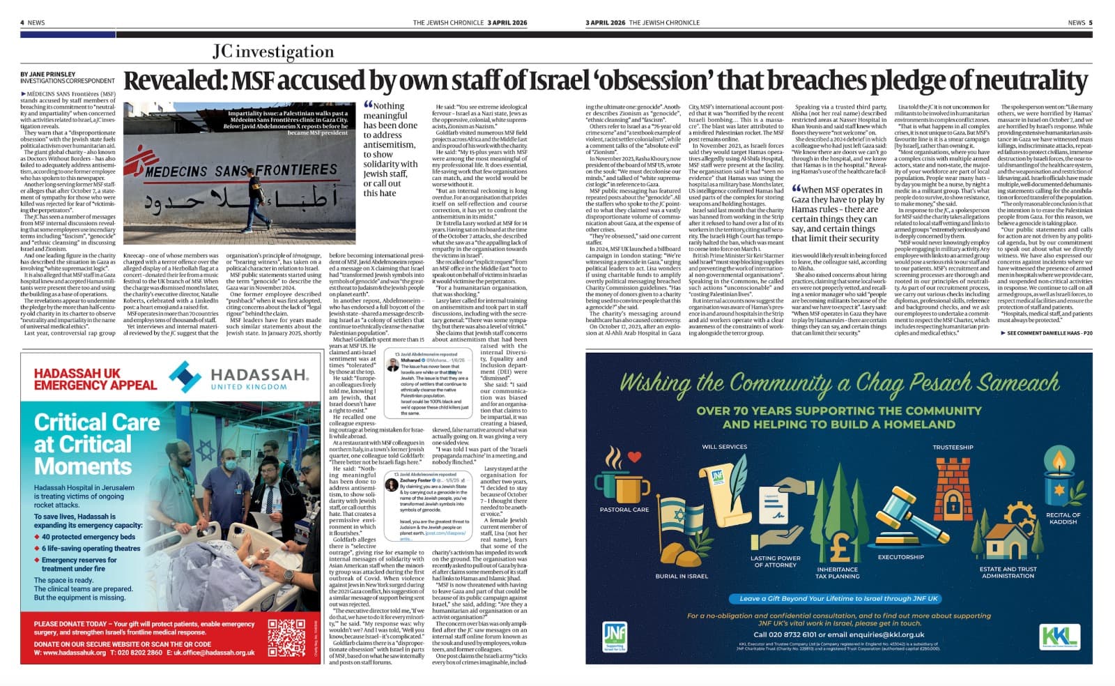 MSF ACCUSED BY OWN STAFF, JC, March 2026